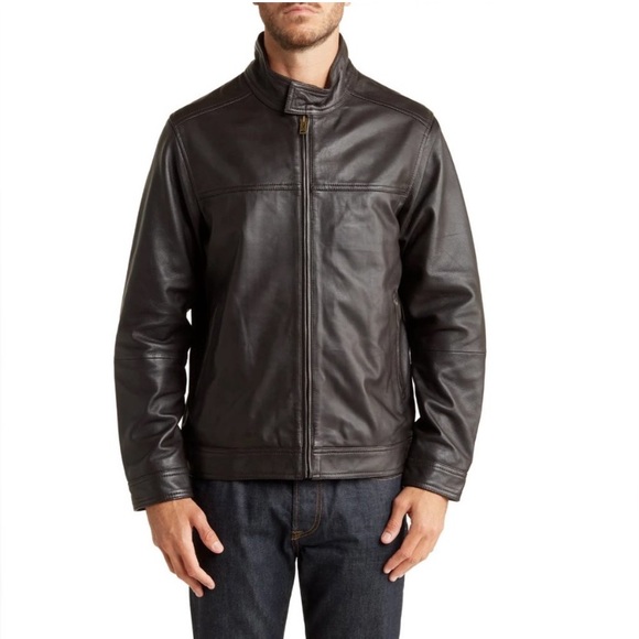 RODD & GUNN Cromwell Leather Jacket Chocolate Brown Size M - Picture 5 of 5